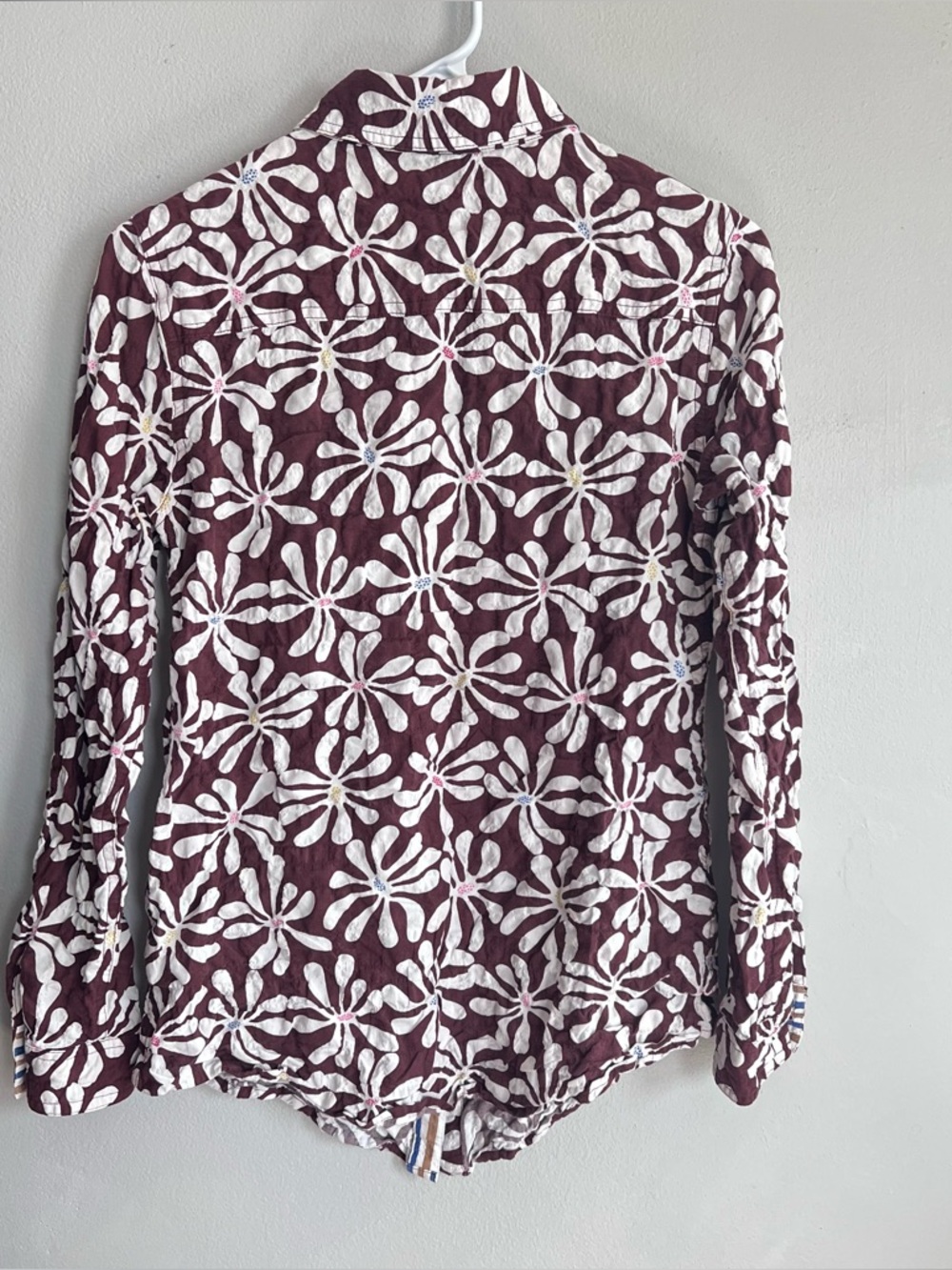 J. McLaughlin Brown Floral Button Down Shirt Textured XS - Picture 6 of 6